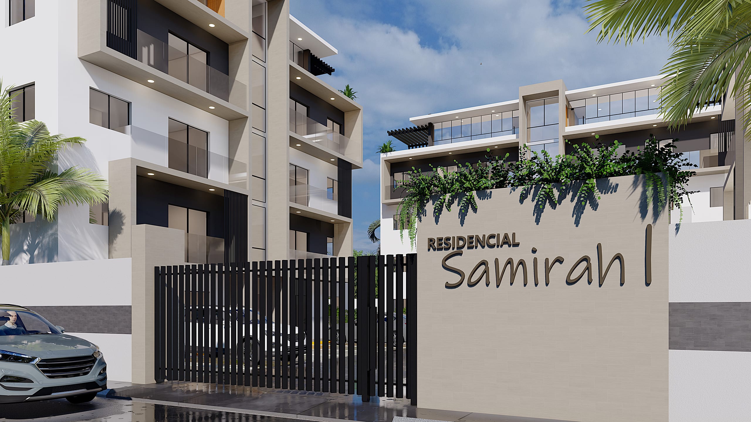 Residencial Samirah I · portón y letrero