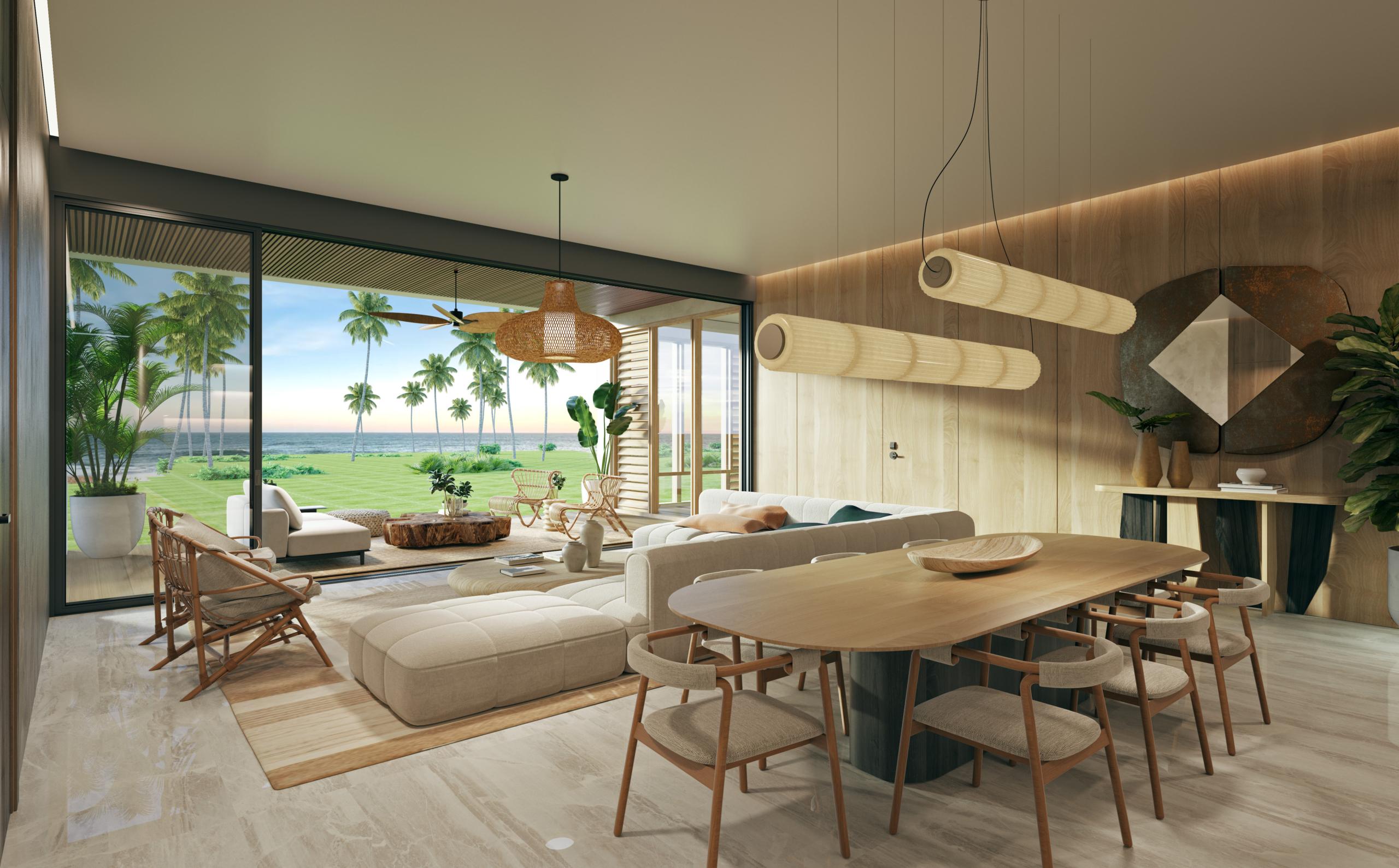 Sala y comedor con vista al mar en Atlantic View